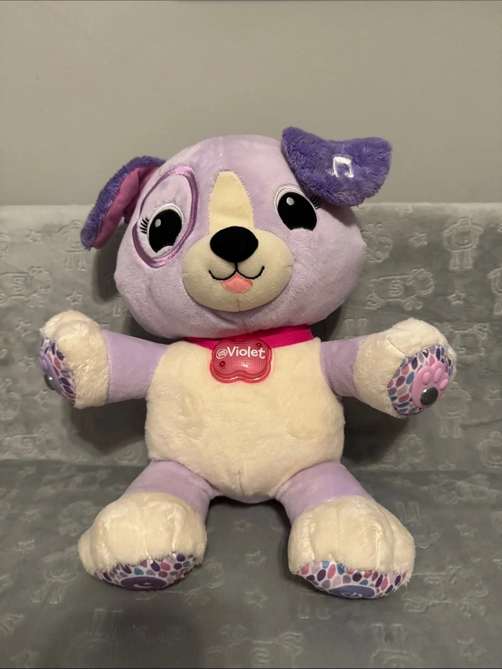 Violet Plush Puppy Learning Toy - Lavender & Cream Interactive Puppy